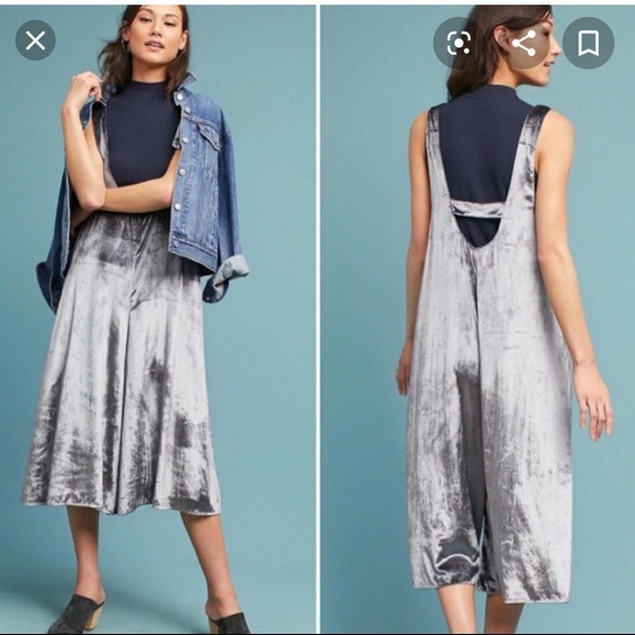 Maeve Velvet Wide Leg Overalls Jumpsuit Medium - Picture 2 of 12